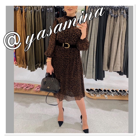 zara ruffled animal print dress